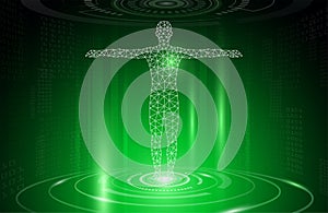 Abstract background technology concept in green light,human body heal