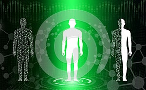 Abstract background technology concept in green light,human body heal