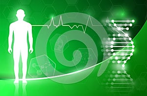 Abstract background technology concept in green light,human body heal