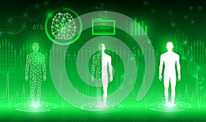 abstract background technology concept in green light,human body heal