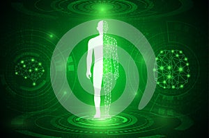 abstract background technology concept in green light,human body heal,technology modern medical science in future