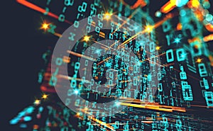 Abstract background of technology, science and cloud computer.3d illustration