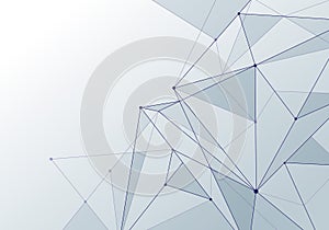 Abstract background technology style white low poly connection with nodes