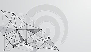 Abstract background technology style white low poly connection with nodes. Global data blockchain plexus future perspective