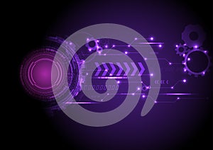 Abstract background technology Tech circles with electronic circuits and dots of light
