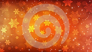Vector Abstract Winter Holidays Red and Orange Gradient Background with Falling Snowflakes and Blurry Bokeh