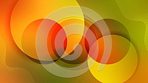 Vector Abstract Red, Orange, Green and Yellow Gradient Background with Simple Wavy Lines and Circles