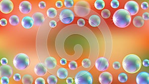 Vector Abstract Colorful Glowing Bubbles Border in Blurry Orange and Green Gradient Background