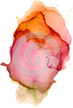 Abstract background texture with alcohol ink blob isolated on white. Watercolor spot smoke background. Colorful stains, splashes,