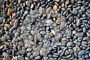 Abstract background texture, Colorful sea stones in water, top view