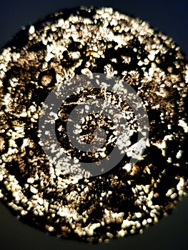 Microcrystals in polarized light. Abstract background and texture for design.