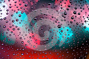 Abstract background texture drops of water and art light on glass. Creative space design