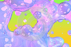 Vivid glossy and shiny soap like liquid abstract gradient background or texture 3D illustration - soft focus background design