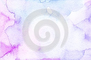 Abstract background texture, soft colors blue, violet white watercolor gradients hand-painted. High resolution ink texture for des