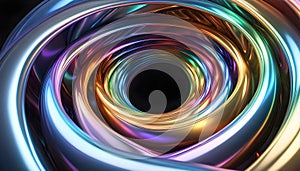 Abstract background toroid made of chrome metal waves.