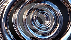 Abstract background toroid made of chrome metal waves.