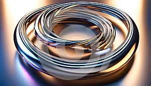 Abstract background toroid made of chrome metal waves.