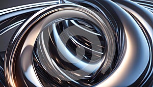 Abstract background toroid made of chrome metal waves.