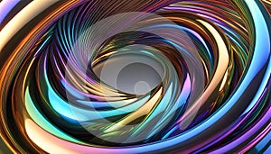 Abstract background toroid made of chrome metal waves.