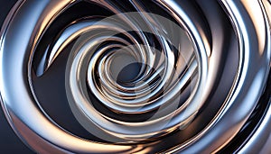 Abstract background toroid made of chrome metal waves.