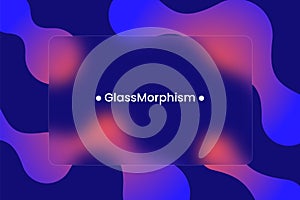 Abstract background. Transparent frame in glass morphism style