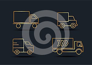 Abstract background of Truck sets, transportation, Gold color, vector illustrations