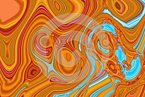 Abstract background in turquiose and carrot orange. liguid paint dffusion digitally generated