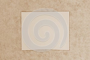 Abstract background of two beige leather samples, top view, copy space. Shopping and industry