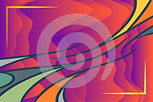 Abstract background of various curvy shapes and colors.