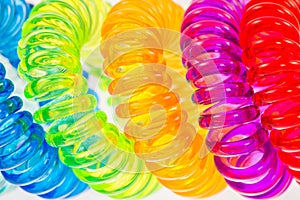 Abstract background of various spiral hair ties