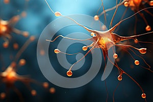 Abstract background with vibrant neuron cells, scientific illustration for neurobiology research