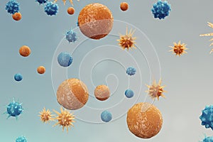 Abstract background virus. The concept of science and medicine, reducing immunity in the body. Influenza virus