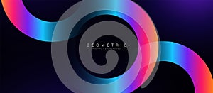 Abstract background with vivid color glowing geometric infinity circle lines. Modern minimal trendy shiny lines pattern. Vector