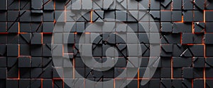 Abstract background wallpaper. Carbon texture 3d tiles aligned. Web banner. Generative AI