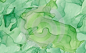 Abstract background of watercolor painting in turquoise-bright, green are bright color tones.