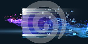 Abstract background with wavy algorithm analyze data and  blurred lines. Quantum cryptography. Analytics algorithms data.  Big