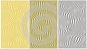 Abstract background of wavy gray and yellow lines on a white background.