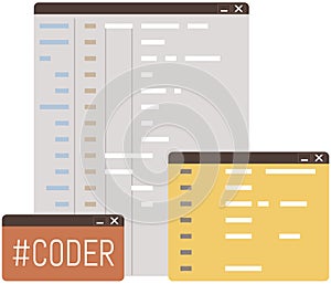 Abstract background web page with program code. Programming and coding technology concept