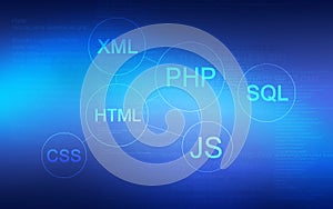 Abstract background with Web programming Script