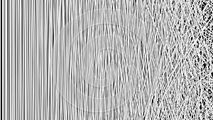 Abstract Background of a Web of Tangled White Strips in a Chaotic Pattern over Black.