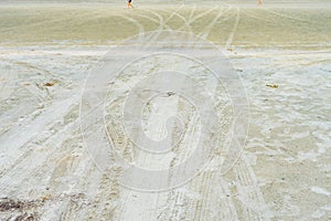 Abstract background of wheel track on the sand, copy space