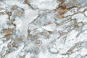 Abstract background, white gray marble with gold veins stone texture, luxurious material design, digital illustration