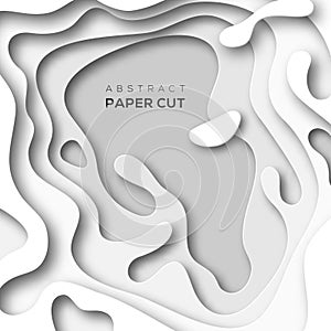 Abstract background with white paper cut shapes