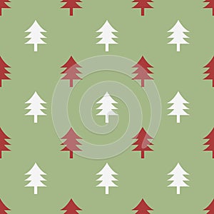 Abstract background of white and red christmas tree in flat design. Vector seamless pattern. ready to use for textile, cloth, wrap