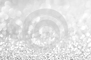 Abstract background white Silver lights on christmas bokeh