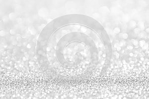 Abstract background white Silver lights on christmas bokeh