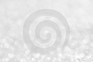 Abstract background white Silver lights on christmas bokeh