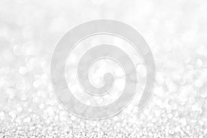 Abstract background white Silver lights on christmas bokeh