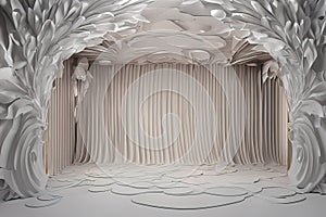 abstract background of a white and white paper with a white wallabstract background of a white and