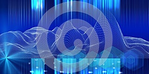 Abstract background with wireframe algorithm analyze data and blurred lines.  Analytics algorithms data.  Banner for business,